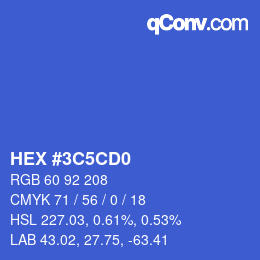Code couleur: HEX #3C5CD0 | qconv.com