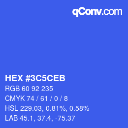 カラーコード: HEX #3C5CEB | qconv.com