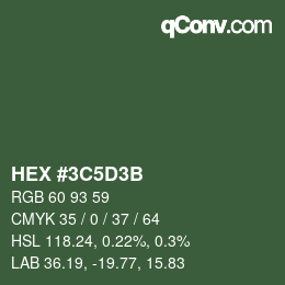 Color code: HEX #3C5D3B | qconv.com