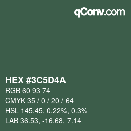 Color code: HEX #3C5D4A | qconv.com