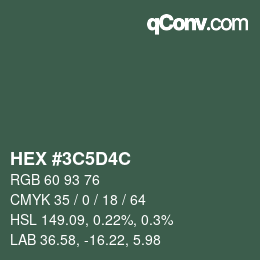 Color code: HEX #3C5D4C | qconv.com