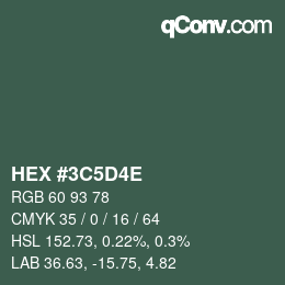 Color code: HEX #3C5D4E | qconv.com