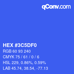 カラーコード: HEX #3C5DF0 | qconv.com