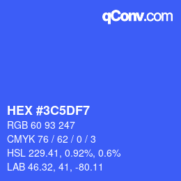 Farbcode: HEX #3C5DF7 | qconv.com