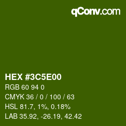 Farbcode: HEX #3C5E00 | qconv.com