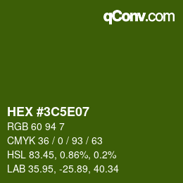 Code couleur: HEX #3C5E07 | qconv.com
