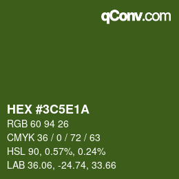 Farbcode: HEX #3C5E1A | qconv.com