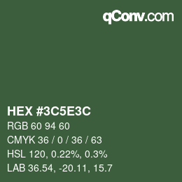 Farbcode: HEX #3C5E3C | qconv.com