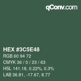 Code couleur: HEX #3C5E48 | qconv.com