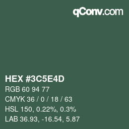 Color code: HEX #3C5E4D | qconv.com