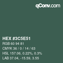 Color code: HEX #3C5E51 | qconv.com