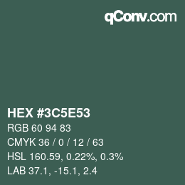 Color code: HEX #3C5E53 | qconv.com