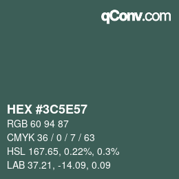 Color code: HEX #3C5E57 | qconv.com