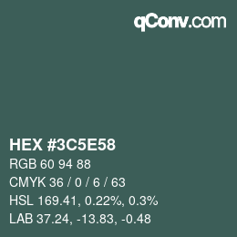 Código de color: HEX #3C5E58 | qconv.com