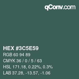 カラーコード: HEX #3C5E59 | qconv.com
