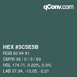 Color code: HEX #3C5E5B | qconv.com