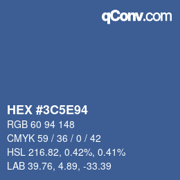 Code couleur: HEX #3C5E94 | qconv.com