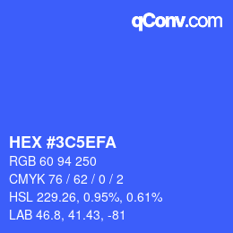 Farbcode: HEX #3C5EFA | qconv.com