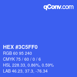 カラーコード: HEX #3C5FF0 | qconv.com