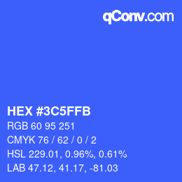 Color code: HEX #3C5FFB | qconv.com