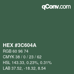 Color code: HEX #3C604A | qconv.com