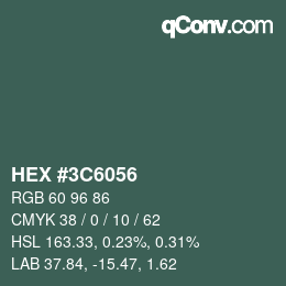 Color code: HEX #3C6056 | qconv.com