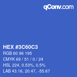 Color code: HEX #3C60C3 | qconv.com