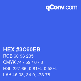 Color code: HEX #3C60EB | qconv.com