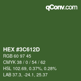 Color code: HEX #3C612D | qconv.com