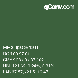 Color code: HEX #3C613D | qconv.com