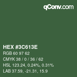 Color code: HEX #3C613E | qconv.com