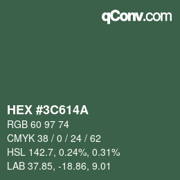 Color code: HEX #3C614A | qconv.com