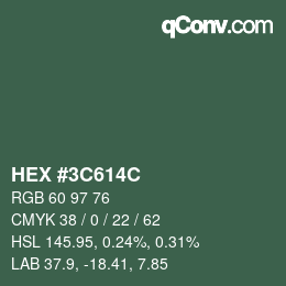 Color code: HEX #3C614C | qconv.com