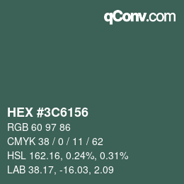 Color code: HEX #3C6156 | qconv.com