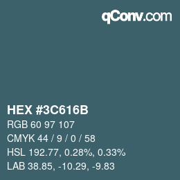 Color code: HEX #3C616B | qconv.com