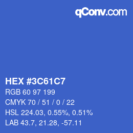 Color code: HEX #3C61C7 | qconv.com