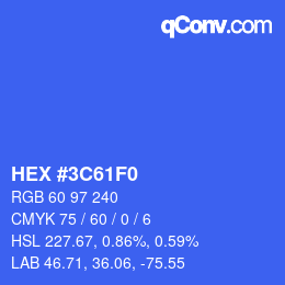カラーコード: HEX #3C61F0 | qconv.com