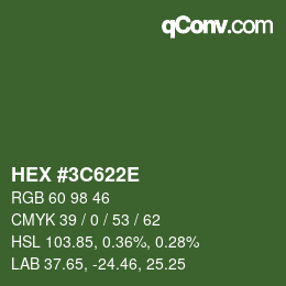 Color code: HEX #3C622E | qconv.com