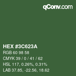 Color code: HEX #3C623A | qconv.com