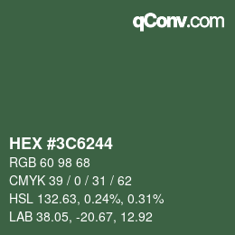 颜色代码: HEX #3C6244 | qconv.com