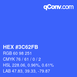 Color code: HEX #3C62FB | qconv.com