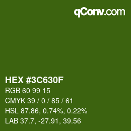 Color code: HEX #3C630F | qconv.com