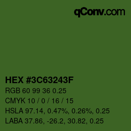 Code couleur: HEX #3C63243F | qconv.com