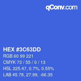 カラーコード: HEX #3C63DD | qconv.com