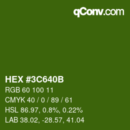 Color code: HEX #3C640B | qconv.com