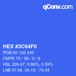 カラーコード: HEX #3C64F0 | qconv.com