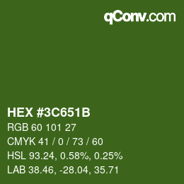 Color code: HEX #3C651B | qconv.com