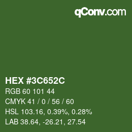 Color code: HEX #3C652C | qconv.com