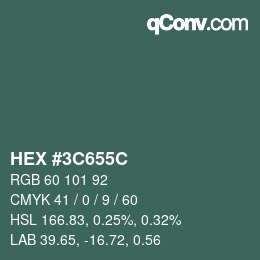 Color code: HEX #3C655C | qconv.com