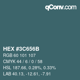Color code: HEX #3C656B | qconv.com